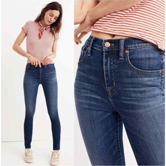MADEWELL 10" High Rise Skinny Blue Jeans in Danny Wash Womens 24 - Picture 1 of 11